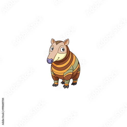 Vector illustration of Cute armadillo cartoon 