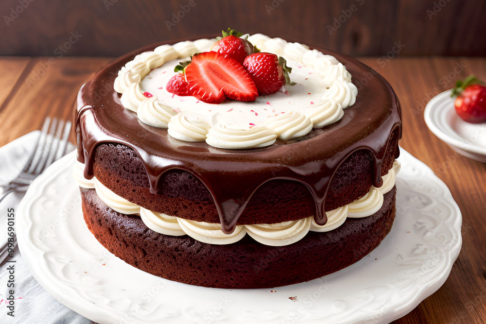 Chocolate strawberry cake is a delicious treat for any occasion. Chocolate strawberry cake is a delicious treat for any occasion.