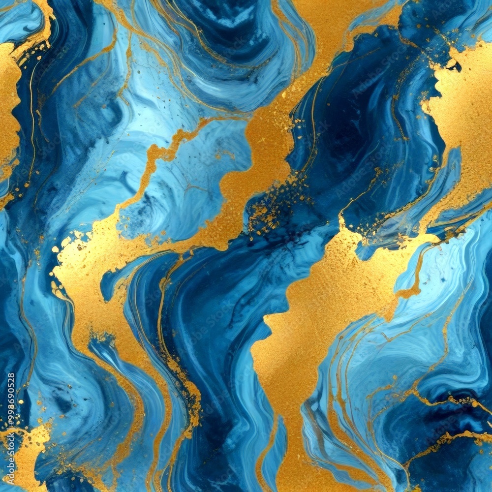 a striking abstract pattern with swirling blue and gold hues, creating a sense of movement and dynamism The gold elements stand out against the blue, adding a touch of luxury a striking abstract pattern with swirling blue and gold hues, creating a sense of movement and dynamism The gold elements stand out against the blue, adding a touch of luxury