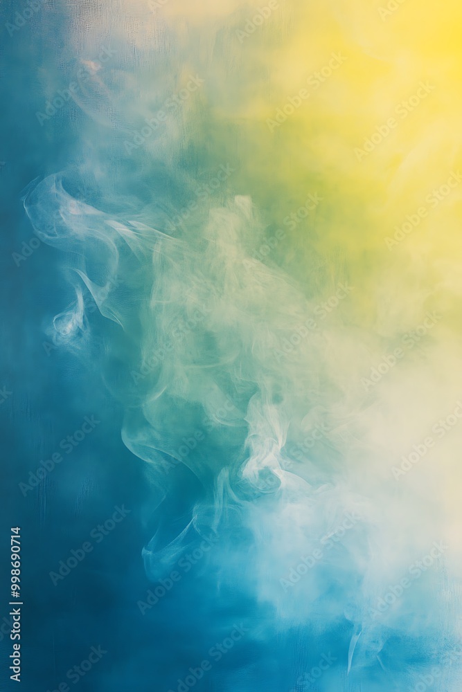 Naklejka premium An enchanting backdrop of blue and yellow hues, elegantly blended together, offering a smooth transition that evokes feelings of tranquility and inspiration.