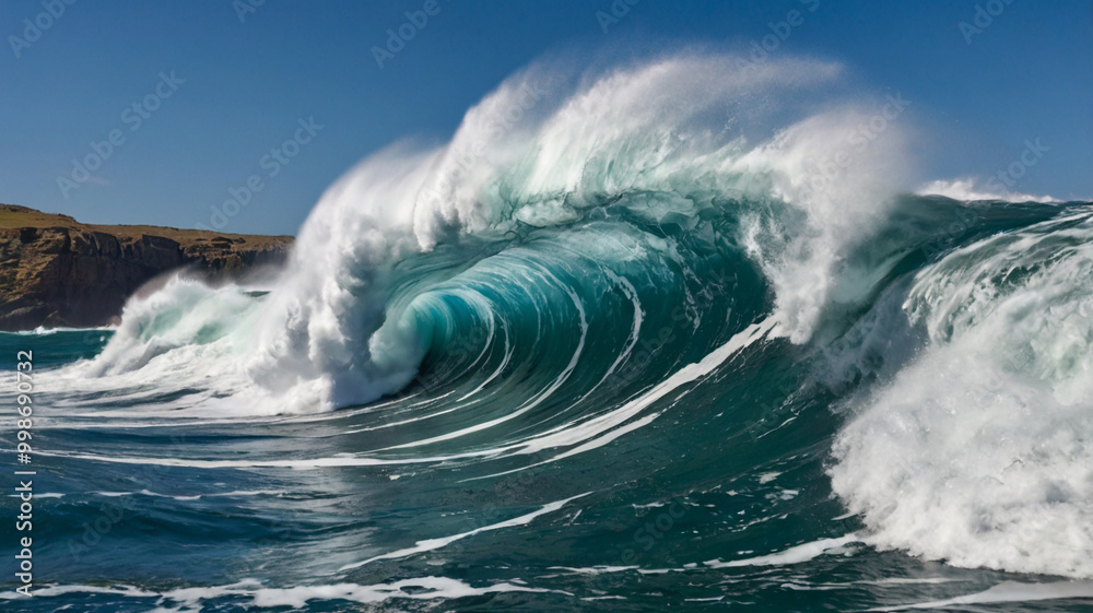 Powerful Ocean Wave Crashing Against the Shore Powerful Ocean Wave Crashing Against the Shore