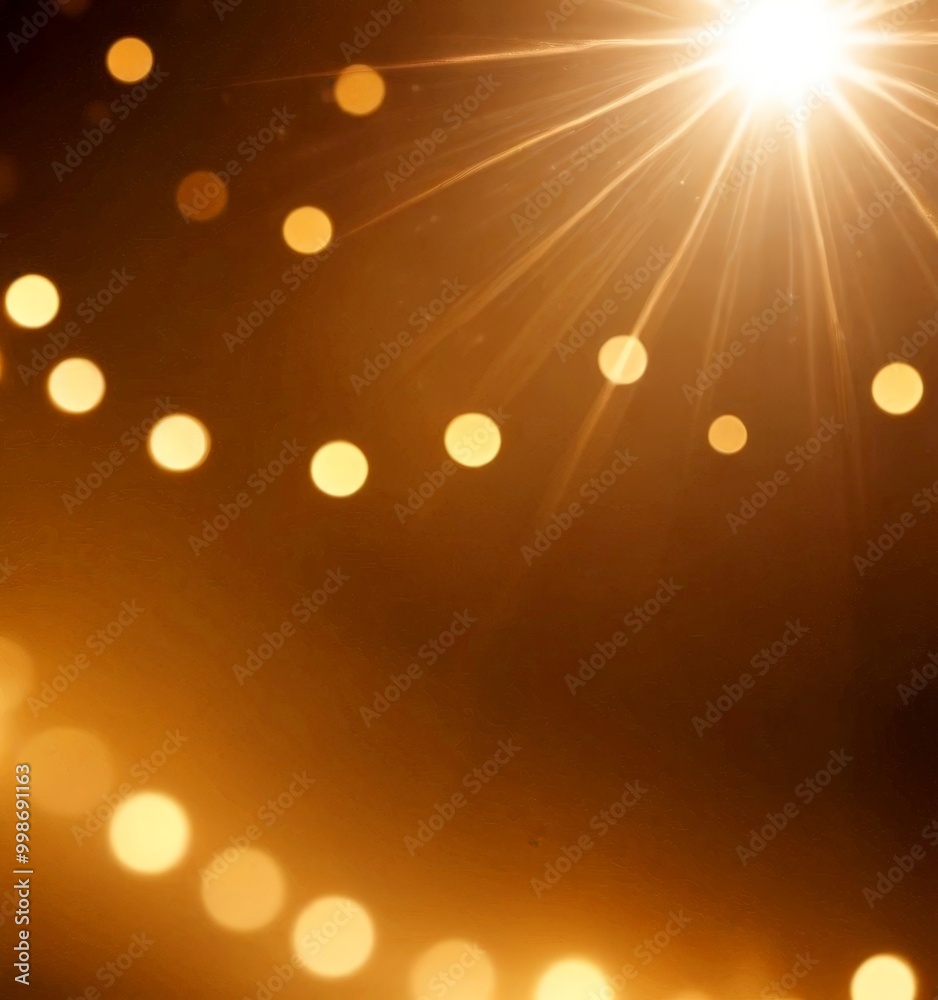 a radiant, golden sunburst with a radiant light shining from the top right corner, surrounded by a circular pattern of small, glowing circles that appear to be lights a radiant, golden sunburst with a radiant light shining from the top right corner, surrounded by a circular pattern of small, glowing circles that appear to be lights