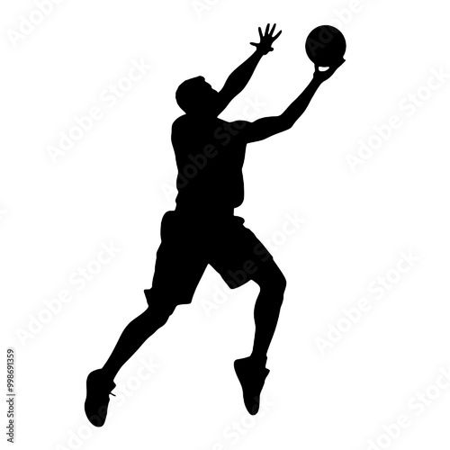 Basketball Dunk Pose Silhouette Vector Illustration Transparent Background