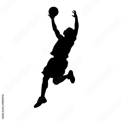 Basketball Star Slam Dunk Silhouette Vector Illustration Transparent Background