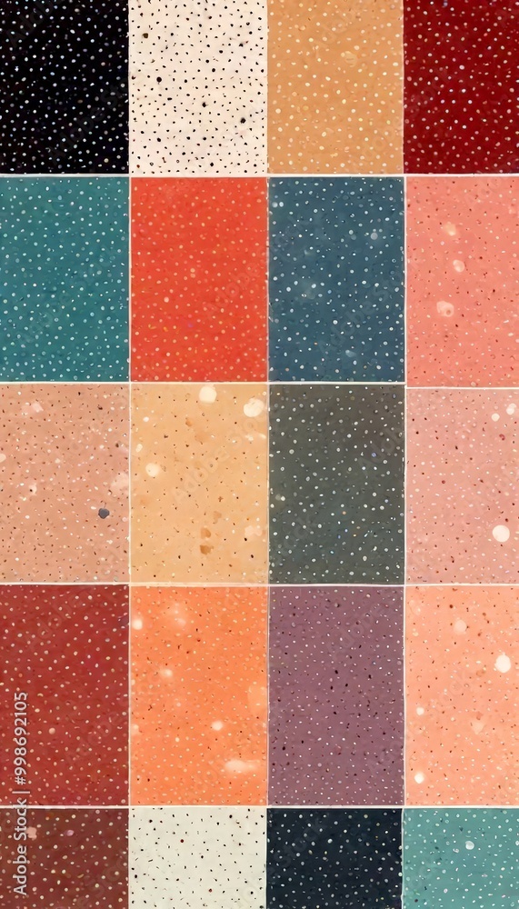 a grid of 16 square tiles, each exhibiting a unique pattern of small white dots The tiles are arranged in a 4x4 grid, with the top row starting from the a grid of 16 square tiles, each exhibiting a unique pattern of small white dots The tiles are arranged in a 4x4 grid, with the top row starting from the