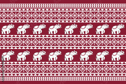 Seamless pattern with elephant designed for fabric, garment, ceramic, printing, curtain, backdrop, decoration.
