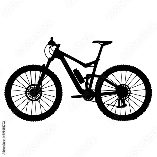 silhouette of a bicycle, downhill mountain bike illustration 