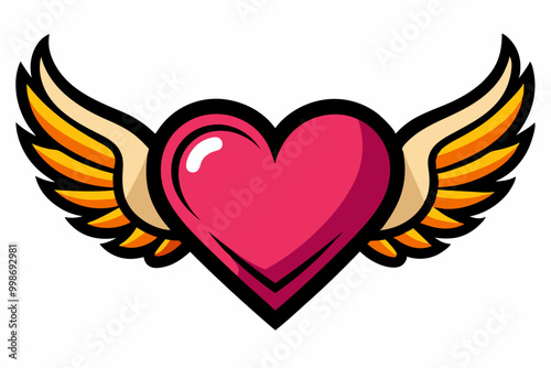 heart, love, wing, wings, vector, valentine, angel, symbol, illustration, tattoo, art, design, sign, romance, red, shape, decoration, day, flying, passion, bird, banner, devil, icon, feather