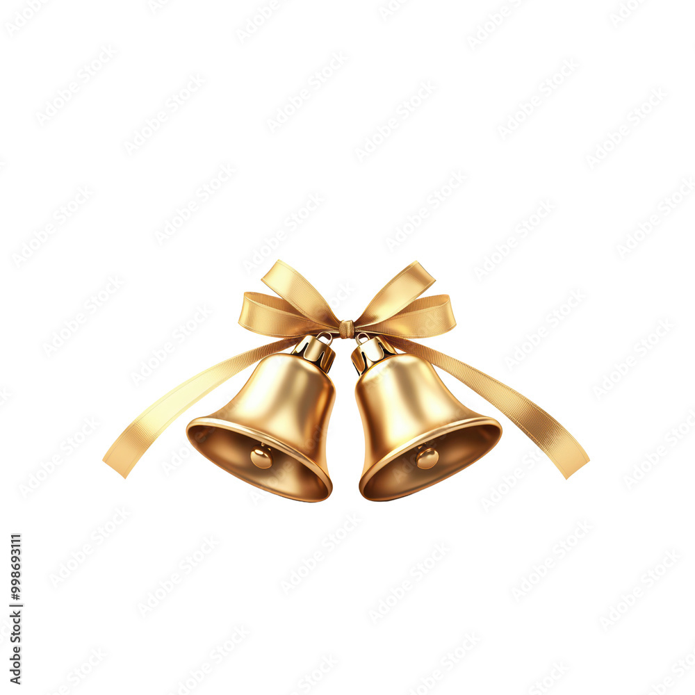 Elegant golden bells with ribbon decoration Elegant golden bells with ribbon decoration