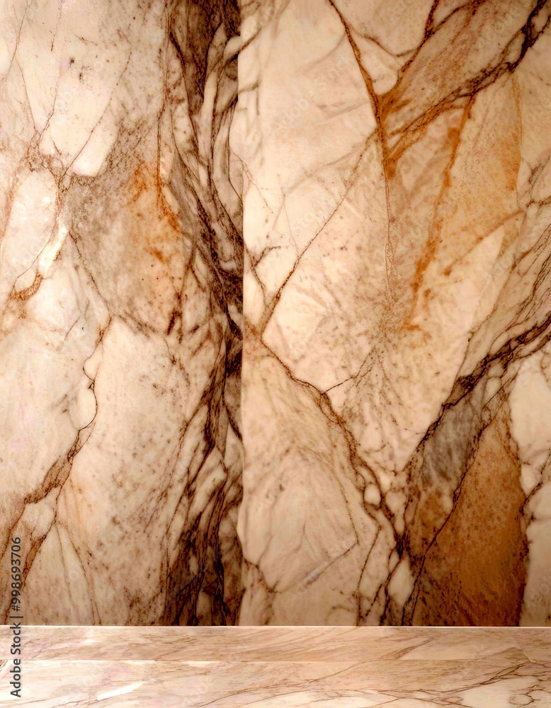 Fototapeta premium Marble wall with a marble floor in the foreground
