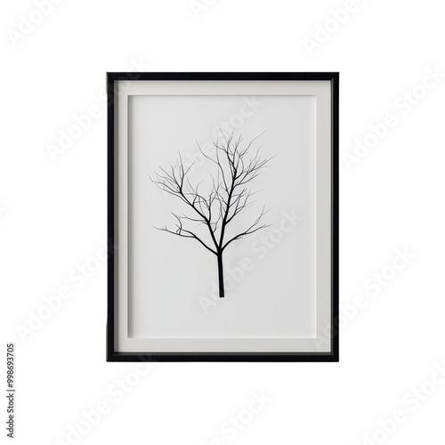 Minimalist framed artwork of a bare tree silhouette