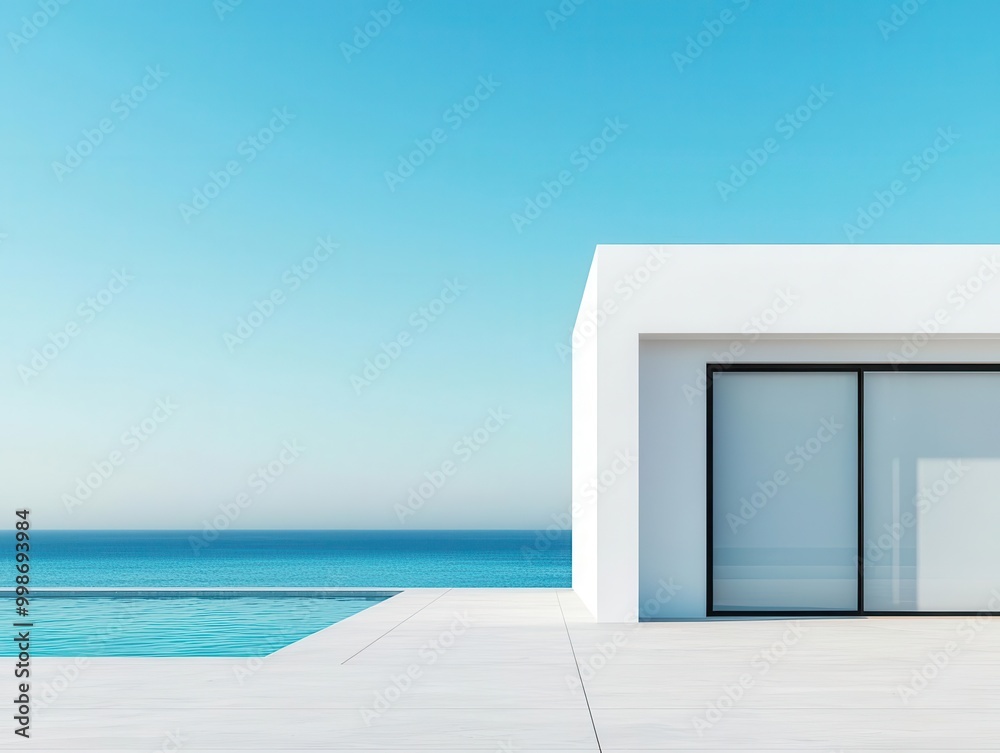 Minimalist container work room exterior with concrete finish, glass door, and tranquil garden setting Minimalist container work room exterior with concrete finish, glass door, and tranquil garden setting