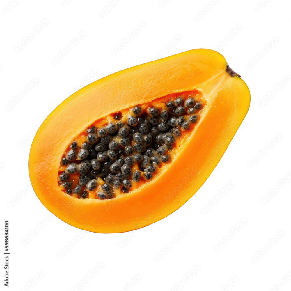 Freshly cut papaya showcasing vibrant orange flesh Freshly cut papaya showcasing vibrant orange flesh