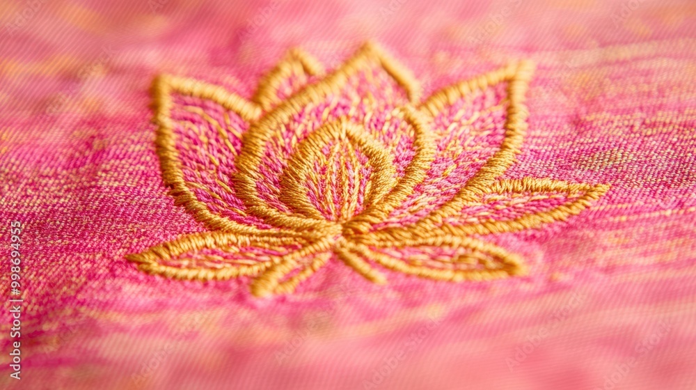 Elegant indian lotus motif on fabric for cultural prints and designs Elegant indian lotus motif on fabric for cultural prints and designs