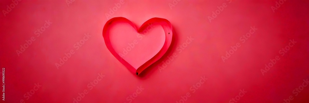 A pink heart-shaped object is centered against a solid pink background A pink heart-shaped object is centered against a solid pink background