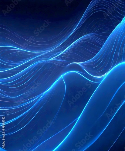 a captivating abstract composition of blue and white lines, creating a sense of movement and fluidity The lines are arranged in a wave-like pattern, with