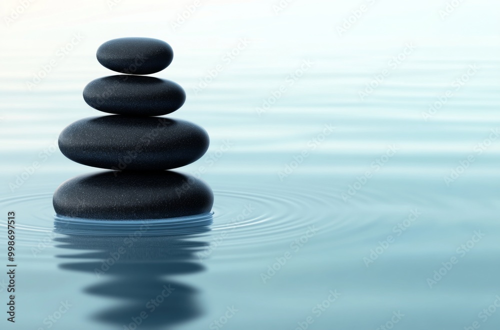 A stack of black pebbles balanced on top of each other A stack of black pebbles balanced on top of each other