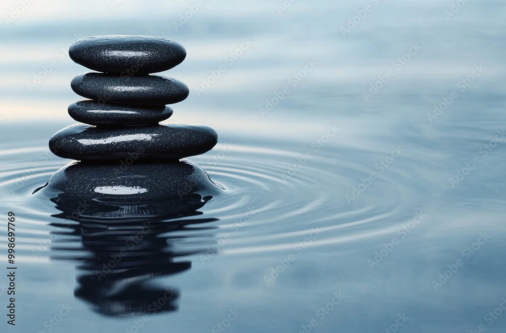 A stack of black pebbles balanced on top of each other A stack of black pebbles balanced on top of each other