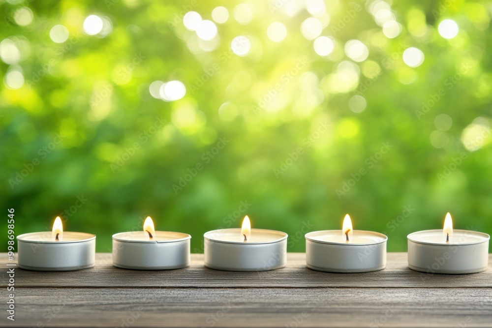 Serene candlelight meditation in lush green nature Serene candlelight meditation in lush green nature