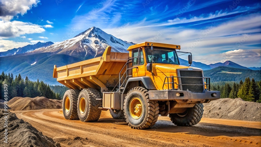 Big Dump. A massive articulated dump truck near a recently constructed road in Oregon Big Dump. A massive articulated dump truck near a recently constructed road in Oregon