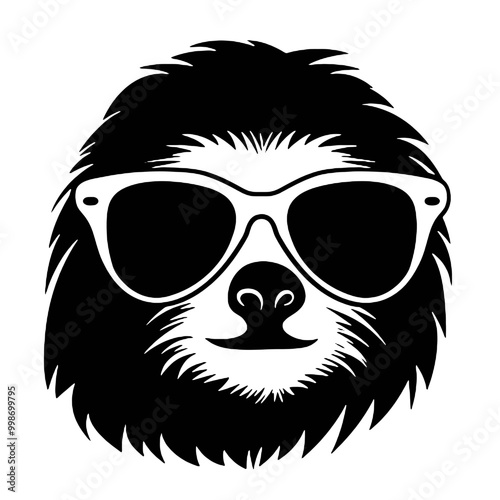 sloth wearing glasses silhouette vector illustration