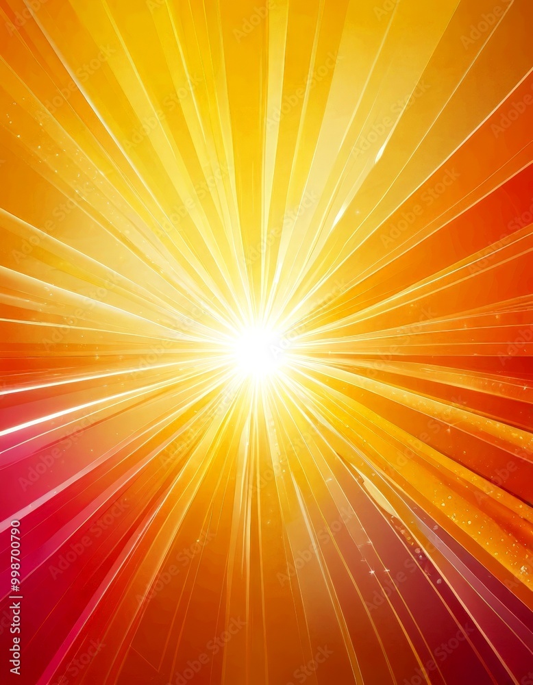 Obraz premium a vibrant, abstract background with a radiant sunburst pattern in warm hues of yellow, orange, and red The sunburst radiates outwards from a central point, creating a sense