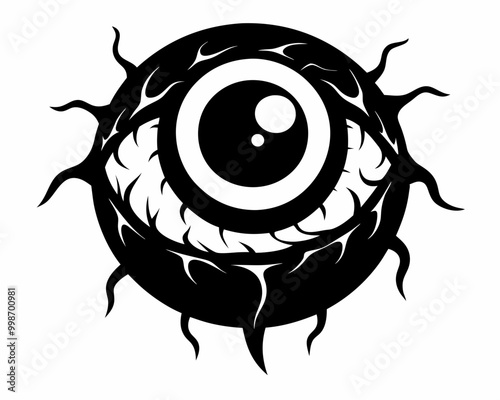 Veiny Eyeball Black Silhouette Design.
