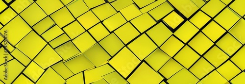 a pattern of overlapping yellow squares with black outlines, creating a visually striking and abstract design photo