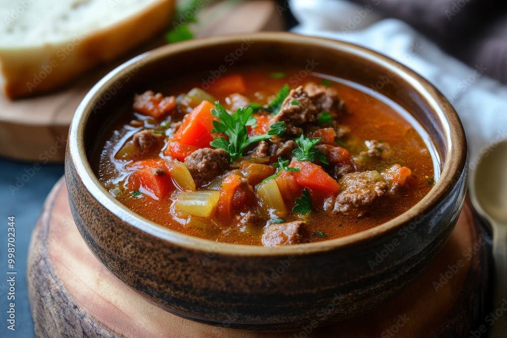 a Delicious Hungarian-style goulash soup - generative ai a Delicious Hungarian-style goulash soup - generative ai
