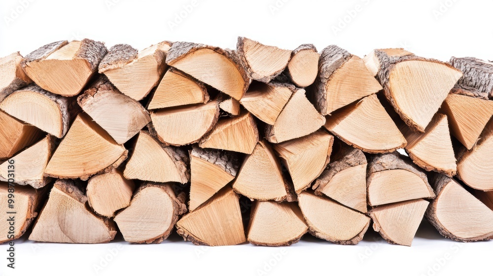 Stack of firewood isolated on white background