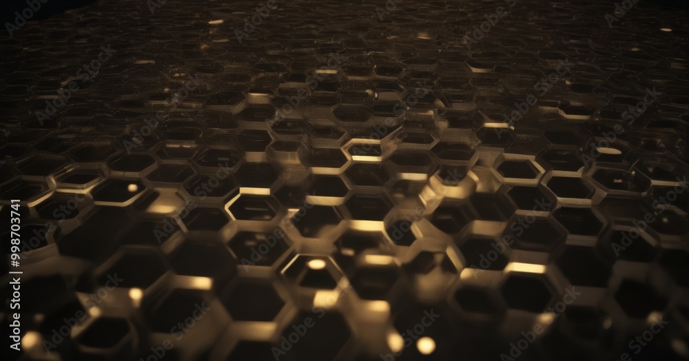 Obraz premium a close-up view honeycomb-like pattern composed of numerous small hexagonal shapes, creating a visually striking and intricate design