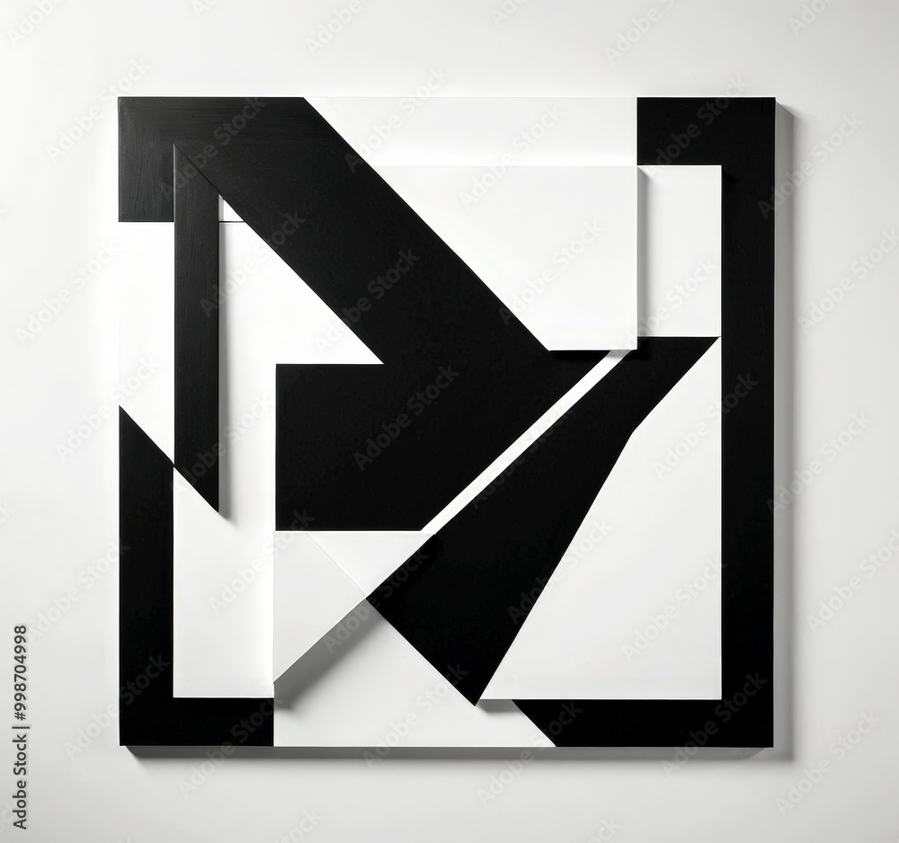 a black and white abstract artwork composed of geometric shapes and lines a black and white abstract artwork composed of geometric shapes and lines