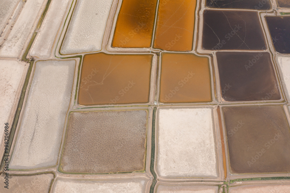 Fototapeta premium Aerial View of Salt Ponds in Coastal Area