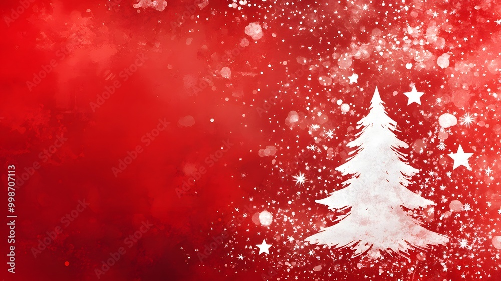 Red holiday background with white tree and star icons in a festive design Red holiday background with white tree and star icons in a festive design