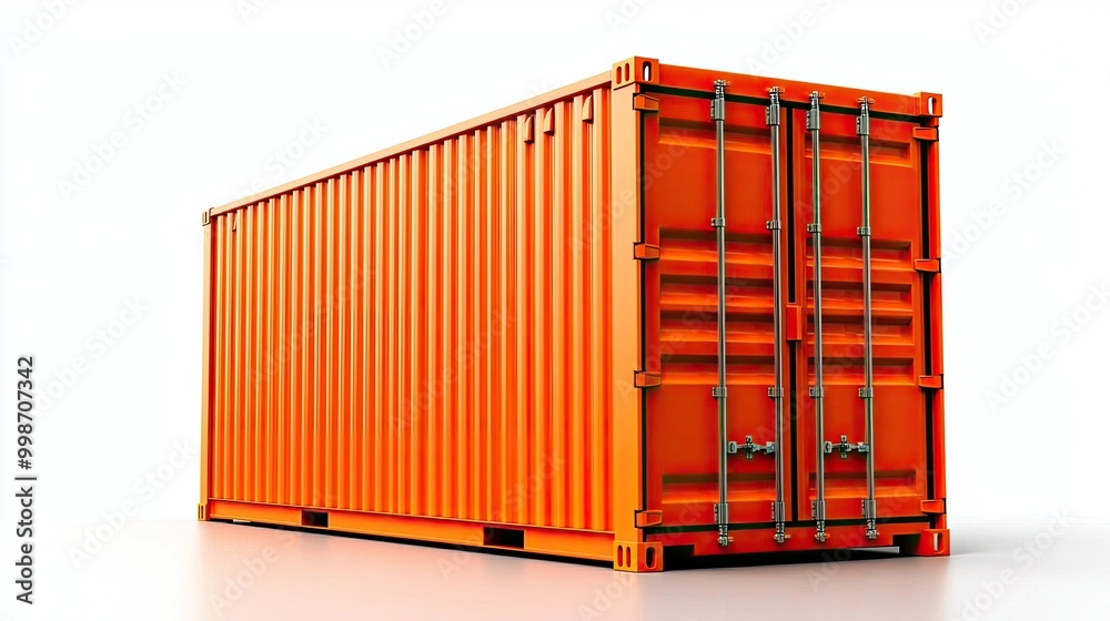 Orange shipping container on a white isolated background. Orange shipping container on a white isolated background.