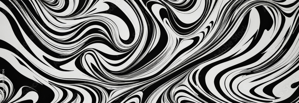 a striking abstract pattern composed of black and white swirls and curves, creating a mesmerizing visual effect. a striking abstract pattern composed of black and white swirls and curves, creating a mesmerizing visual effect.