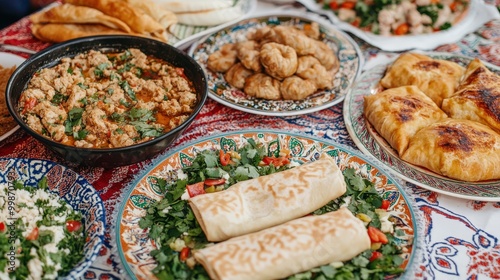 Kyrgyz culinary traditions: a vibrant spread of traditional dishes photo