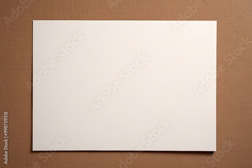 there is a white square paper on a brown background