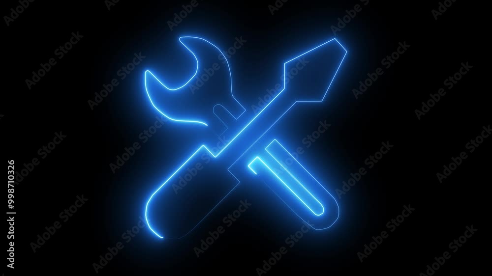 Glowing neon line setting icon with spinning gears icon animated. Technology setting icon concept. Glowing neon line setting icon with spinning gears icon animated. Technology setting icon concept.