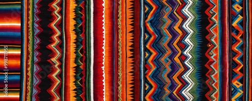 a vibrant, colorful textile with a repeating pattern of vertical stripes in various bright colors, including red, orange, yellow, green, blue, and purple