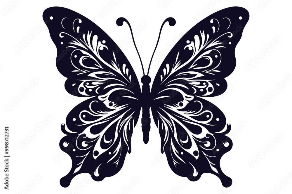 Butterfly silhouette vector illustrations