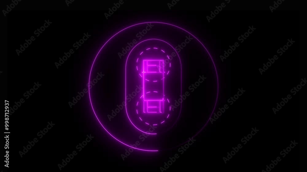 Neon glowing Cricket field Icon animation and Symbol of cricket ground Animation on Black Background, HD Video