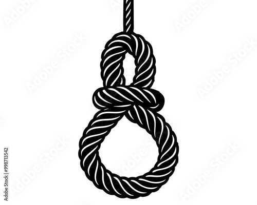 hanging rope knot silhouette vector,Gallows hanging rope knot