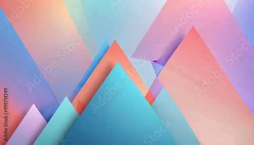 Wallpaper Mural a vibrant abstract composition of overlapping triangles in various shades of blue, pink, and orange, creating a dynamic and visually striking pattern Torontodigital.ca