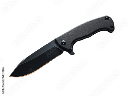 a black knife with a black handle