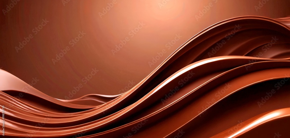 Fototapeta premium Abstract image of wavy lines in a rich brown color, resembling melted chocolate or caramel.
