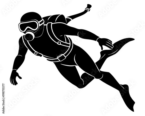 scuba diving silhouette vector,scuba diving vector icon