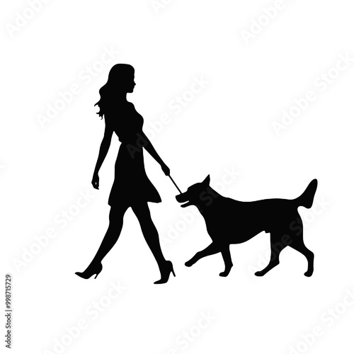 silhouette of a person with a dog