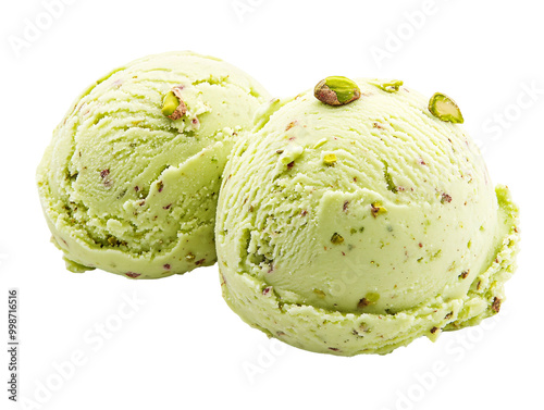 two scoops of ice cream with pistachios photo