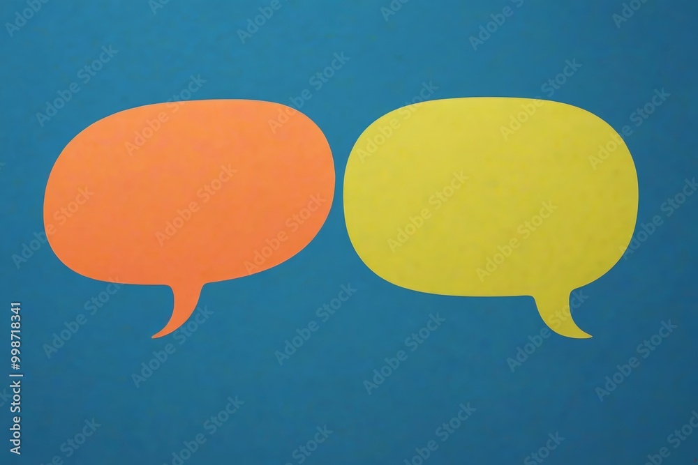 there are two speech bubbles on a blue background there are two speech bubbles on a blue background